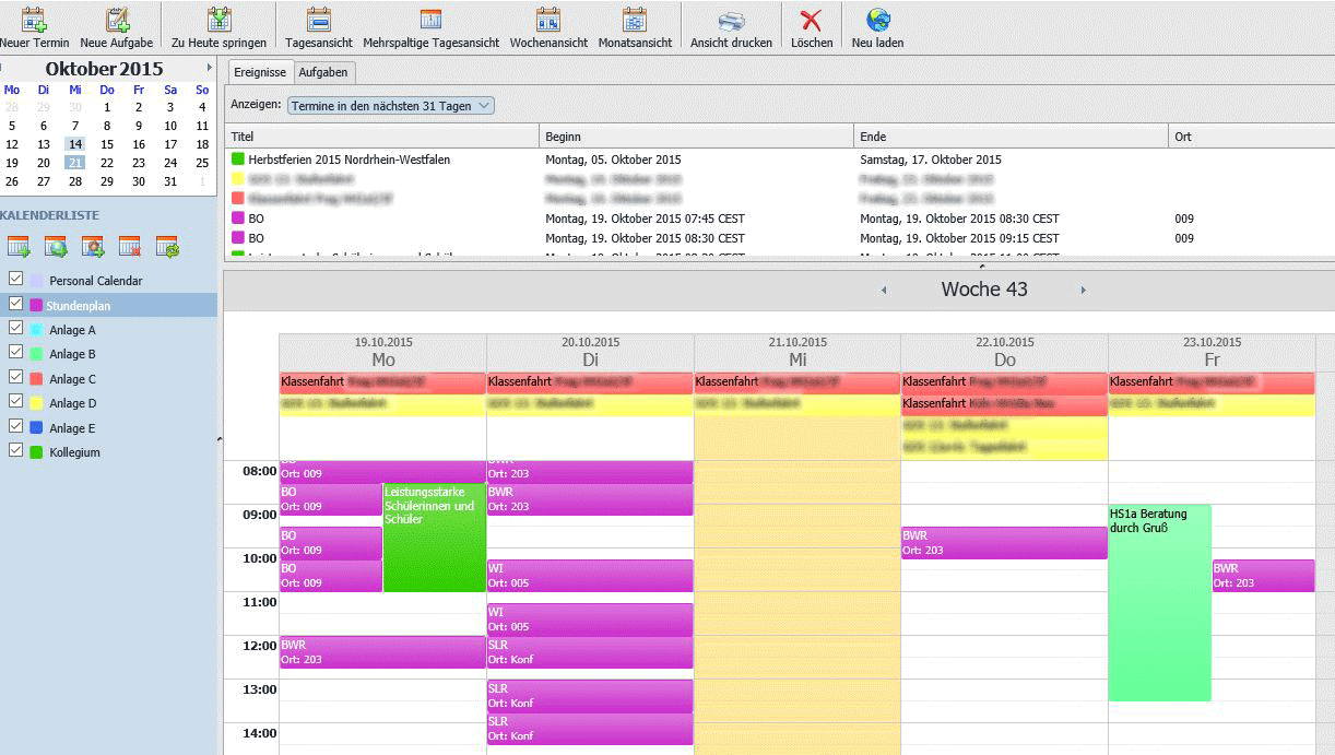 Screenshot Kalender